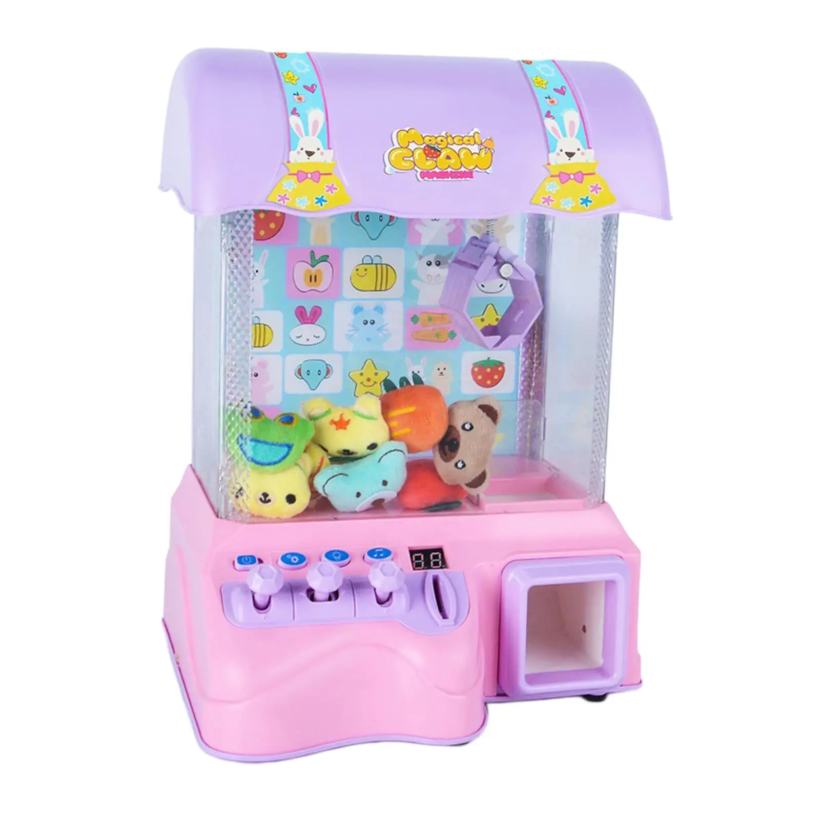 Kids Electronic Claw Toy Grabber Machine Home Arcade w/ Dolls & Coins