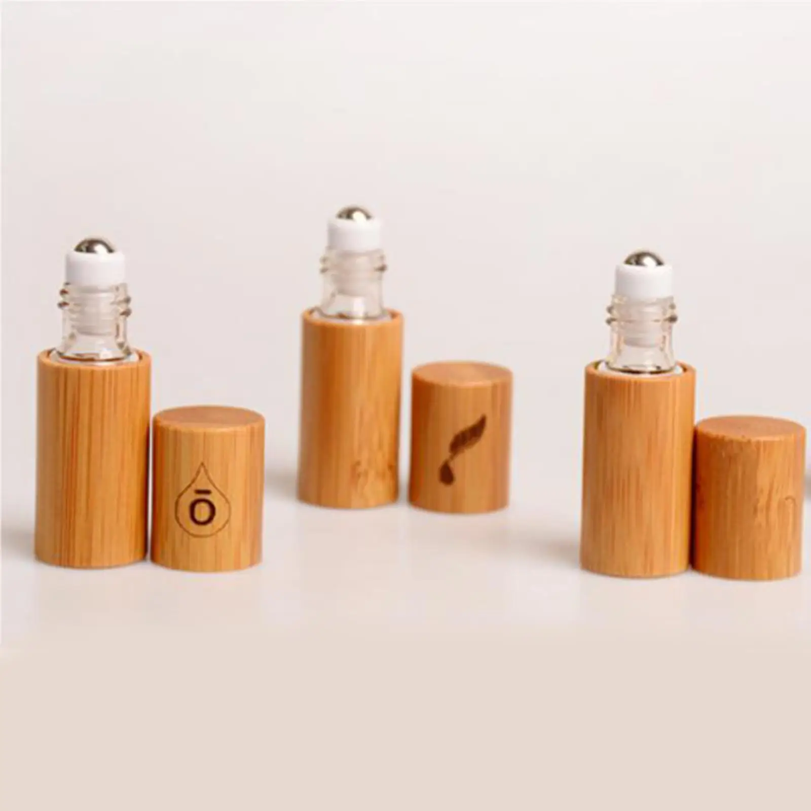 5ml Bamboo Essential Oil Roller Bottles Roll On for Lip Gloss Eye Cream Storage DIY Homemade Cosmetic Product Elegant Convenient