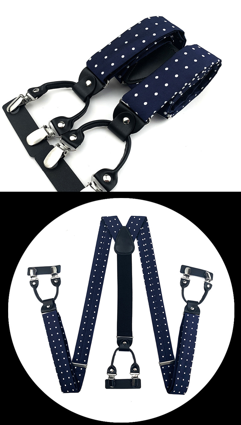 VEEKTIE Brand Suspender For Men 6 Snap Hooks Y-back Adjustable Jacquard Floral Check Shirts Paisley Yellow Blue Vintage Retro