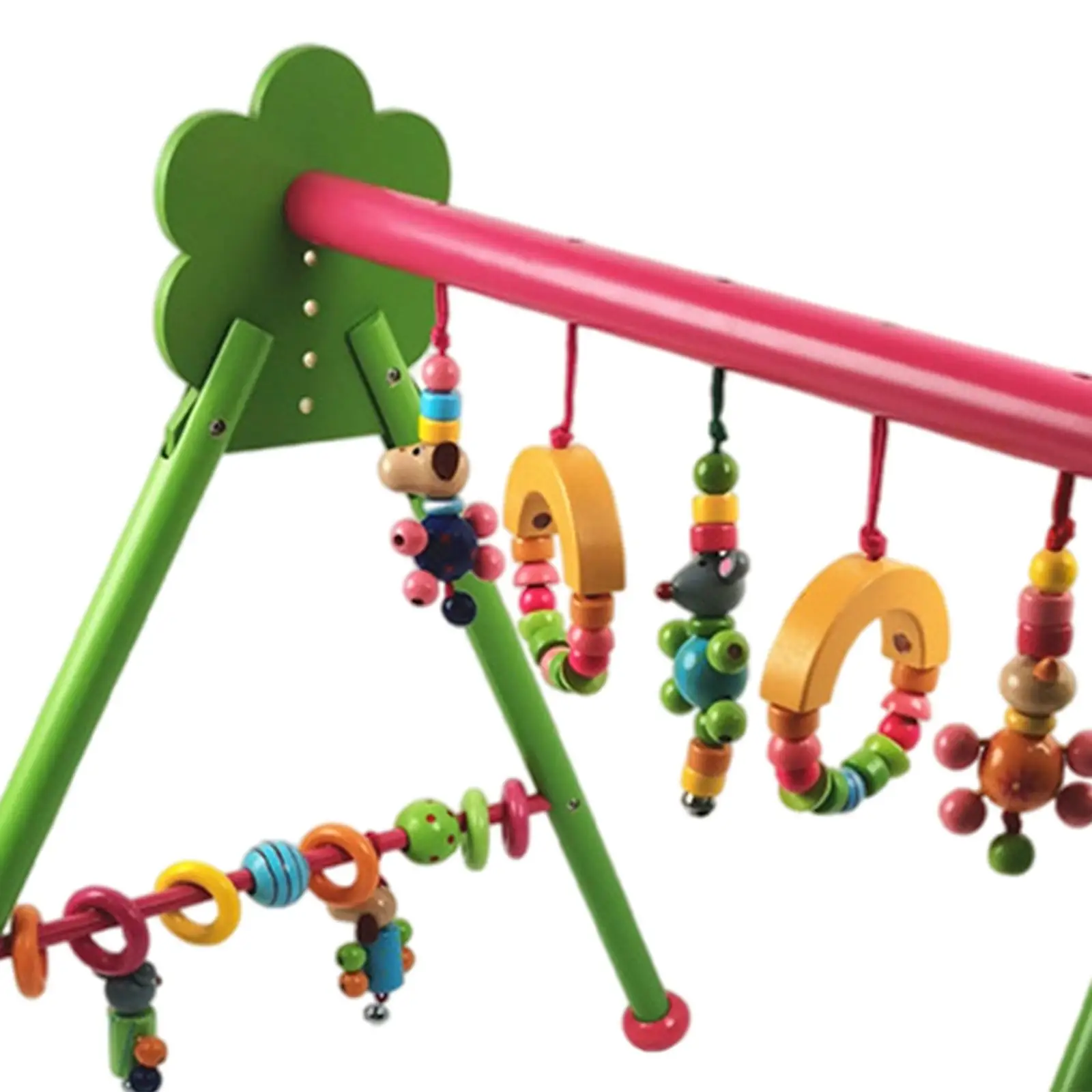 Foldable Baby Activity Gym Rack,  ctivity Gym  with Wooden Baby Hanging Toys Montessori  and Boy Babies Ages  Month