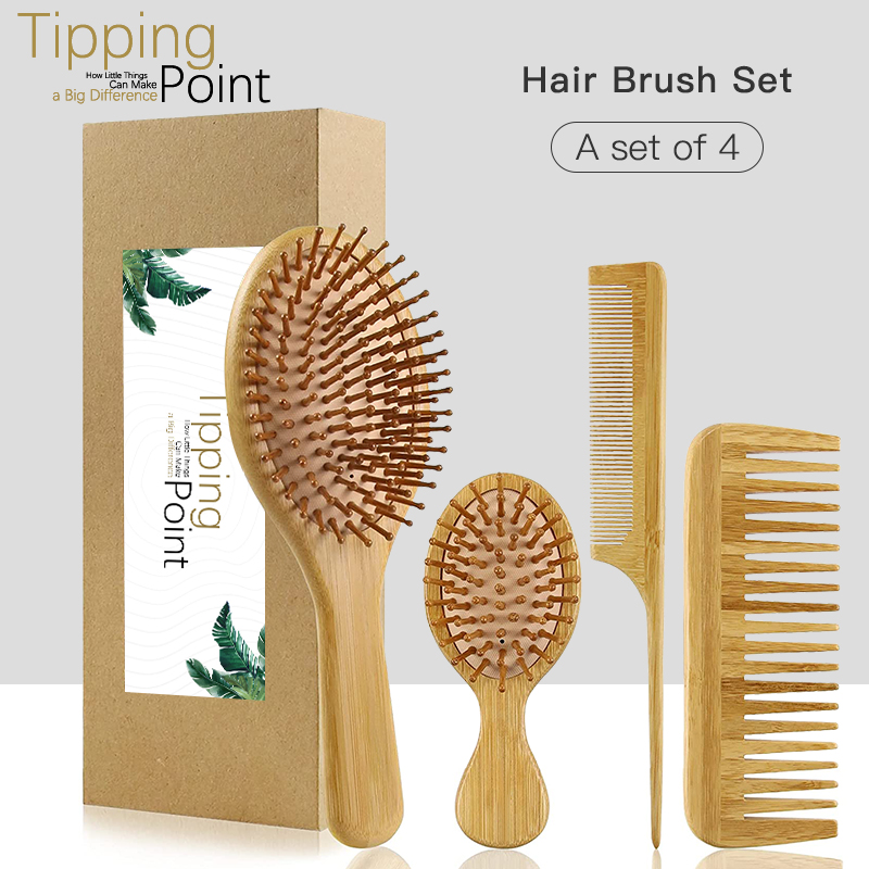 Best of 4pcs Bamboo Comb Set Nature Wood Brush Anti-Static Detangle Hair Brush Women Scalp Massage Hairbrush Comb For Hair Care Healthy Reviews & Tips