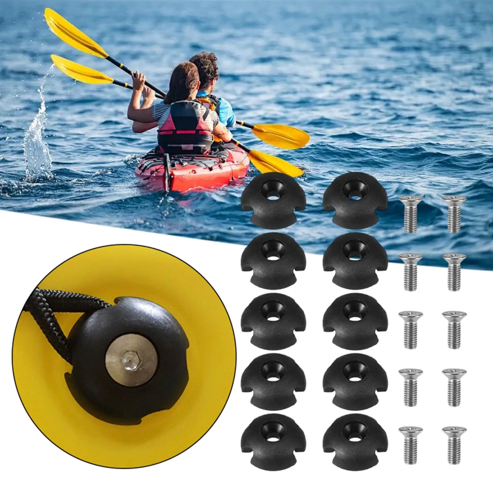 10 Pieces Deck  Slotted Round W/ Screws for Kayaks Outdoor Paddle Rope