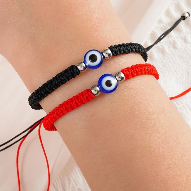 Handmade Evil Eye Couple Bracelets Black Red String Wristband Protection  Luck Amulet Wish Bracelet Jewelry for Family Friend