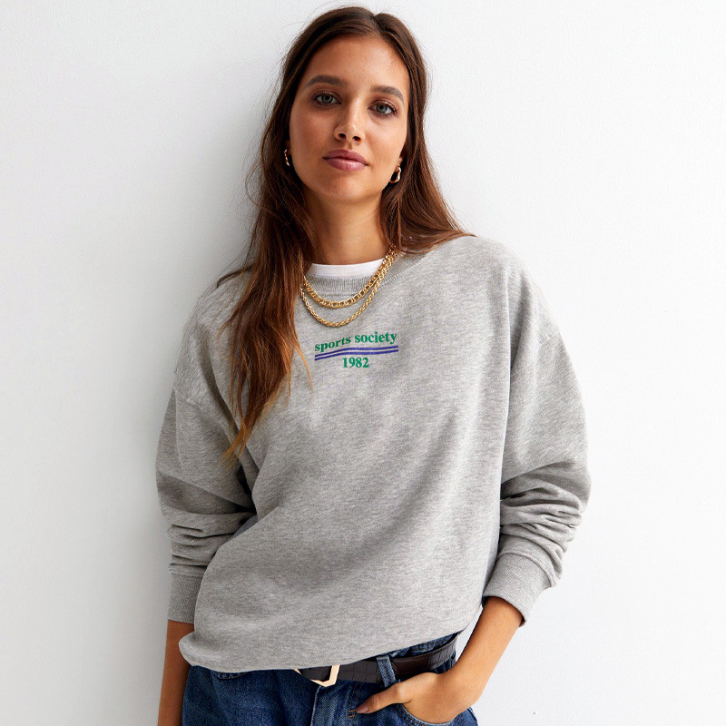 vintage estilo cinza sweatshirts feminino solto algodão