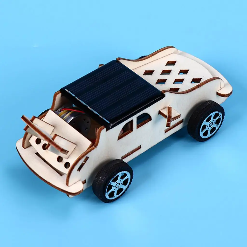 Wooden Solar Toy Car Model Educational Assembly for 8 Years Children Kids