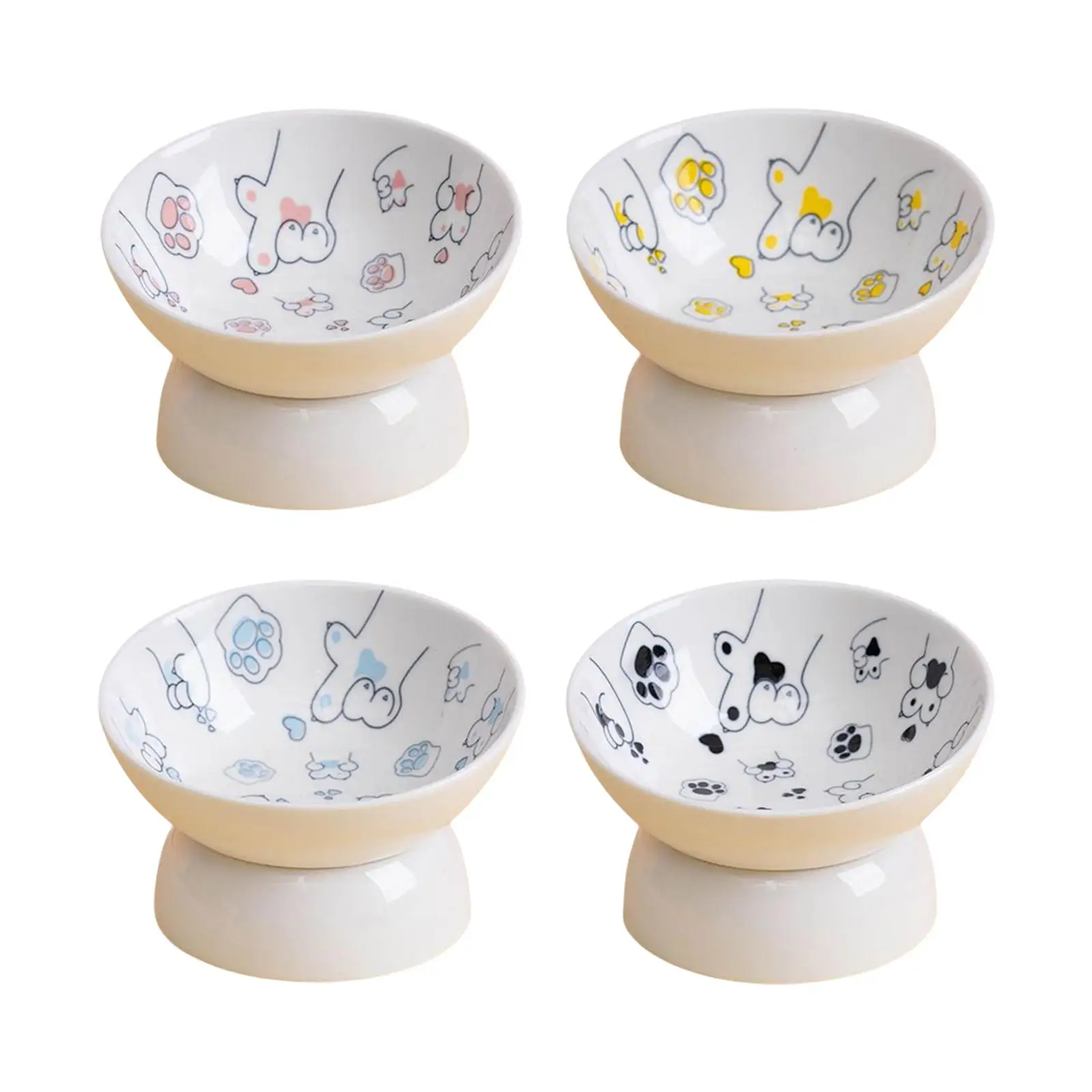 Ceramic Raised Pet Feeder Water Drinking Bowl Cat Food Plate Food Container Pet Feeding Station Dog Bowl Elevated Cat Food Bowl