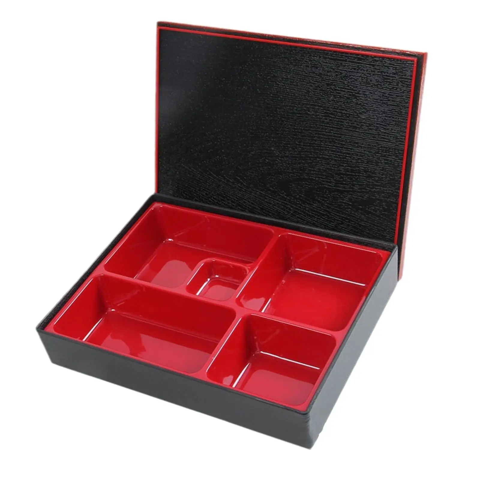Japanese Bento Box with Lid 5 Compartments Serving Dish Lunch Bento Box Traditional Bento Box for Sushi, Rice, Sauce Picnic Home