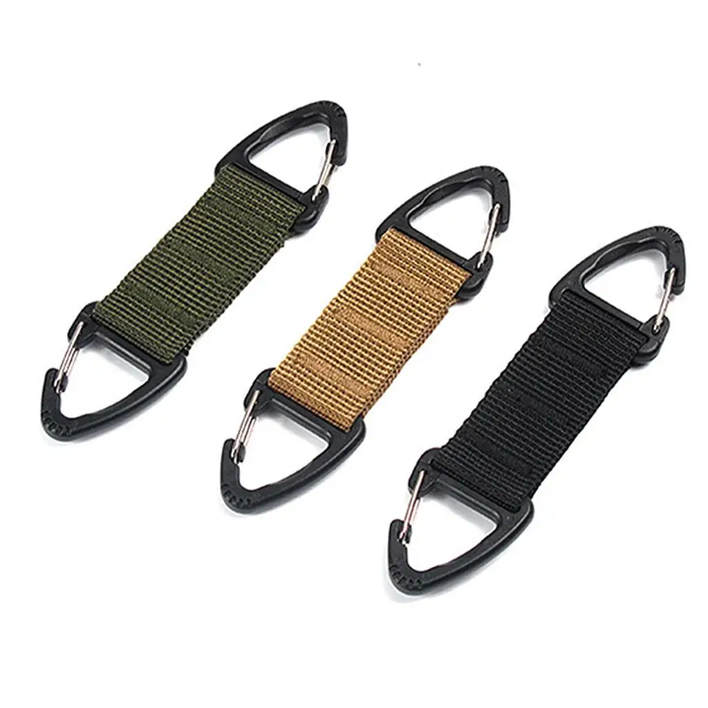 Outdoor Strong Webbing Belt Double Ended Triangular Carabiner Clip Keychain