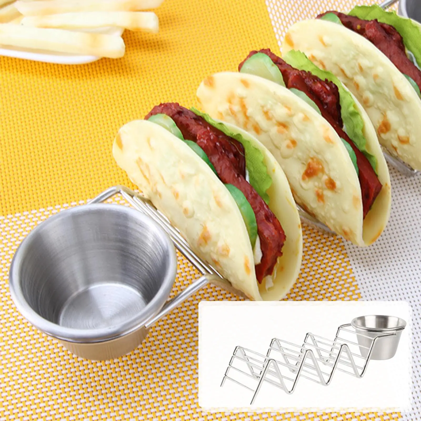 Stainless Steel Taco Holder Hot Dog Holder Plate for Tortillas Mexican Food