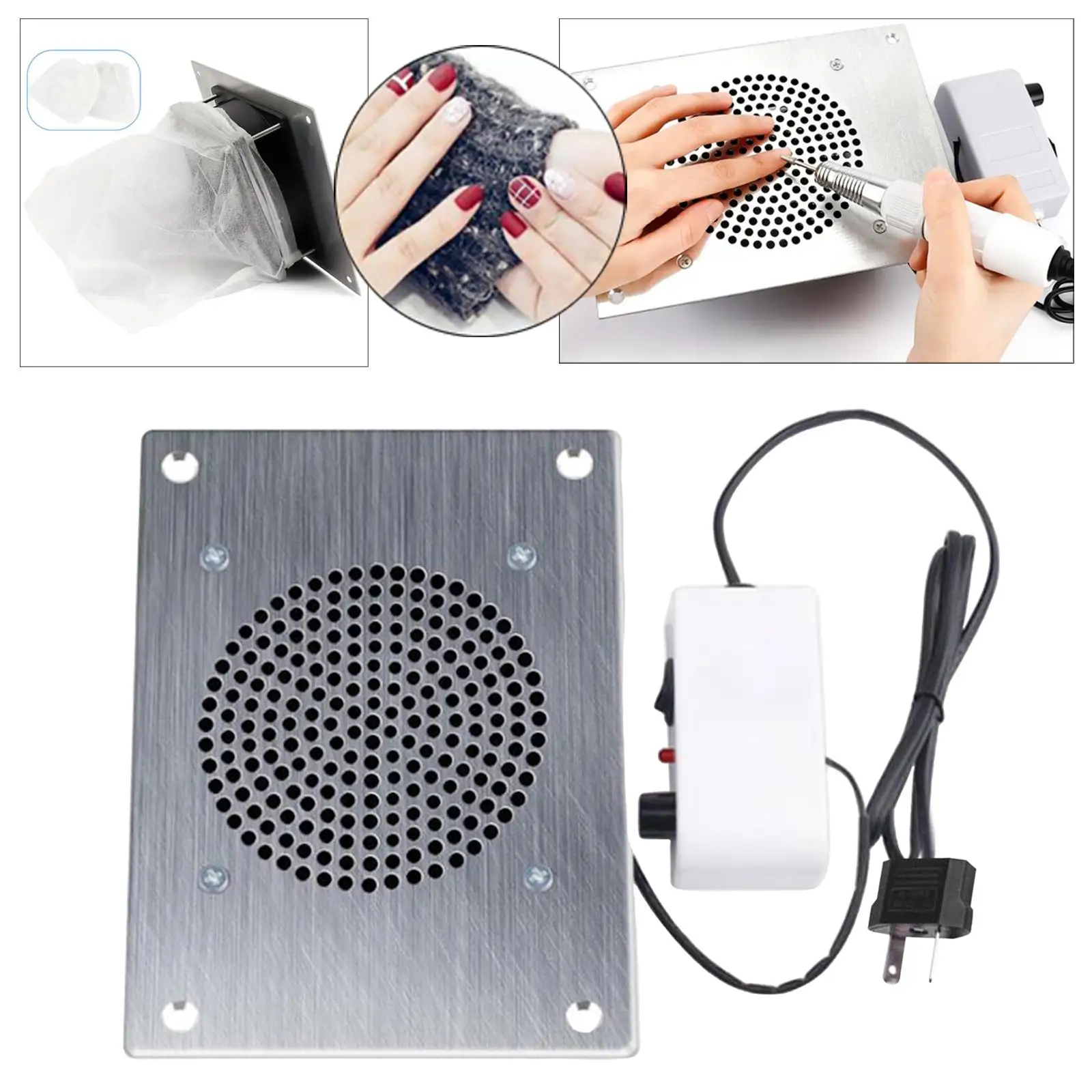 Desk Nail Dust Collector Nail Extractor Fan for Manicure Tools Equipment Nail Art Vacuum Cleaner with Collecting Bag