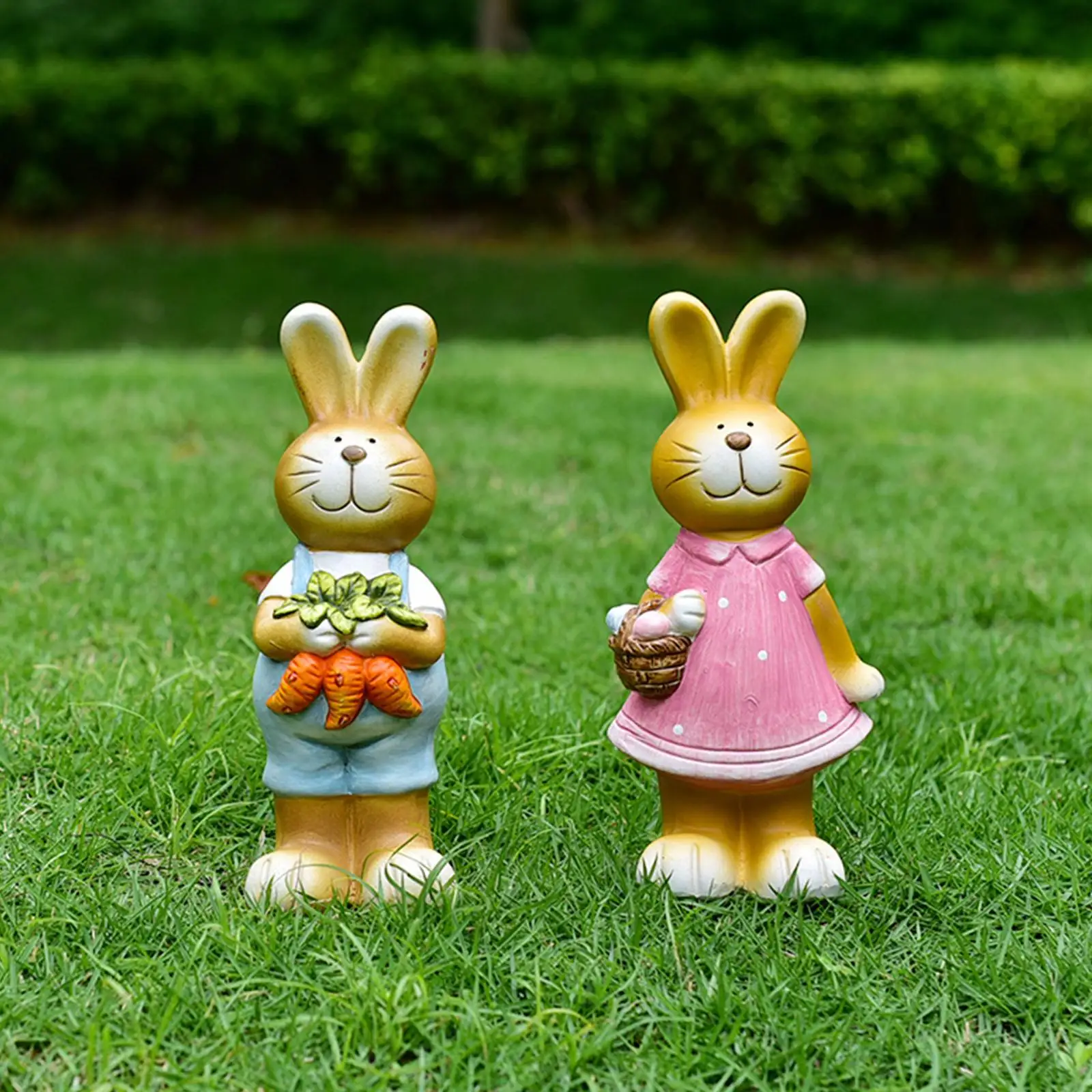 Rabbit Statue Cute Ornament Home Decor Bunny Figurine for Patio Outdoor Lawn