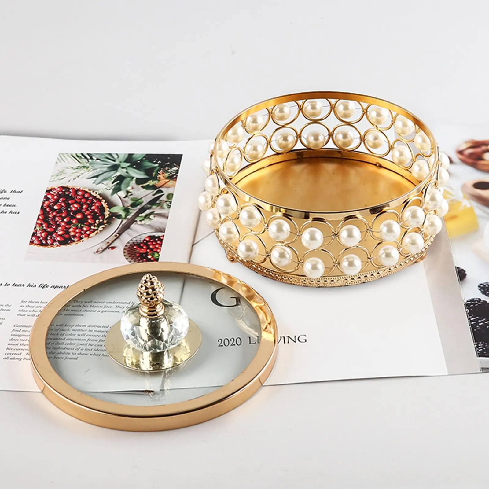 Nordic Golden Metal Pearls Jewelry Storage Box Necklace Ring Earrings Makeup Organizer Mini Desktop Cosmetics Case