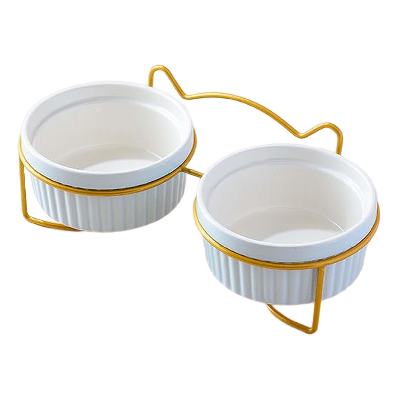 Elevated Cat Bowls Small Dog Bowls for Indoor Cats Pet Feeding Bowl with Metal