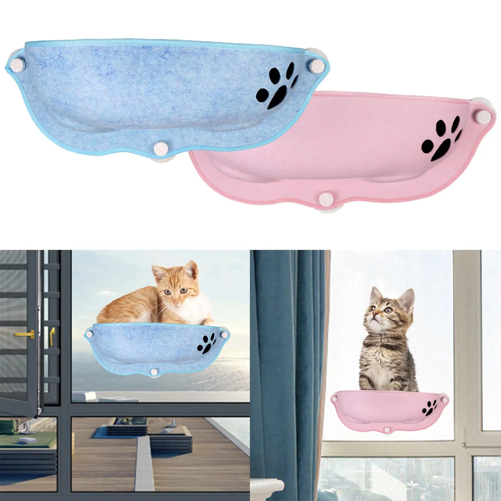 Cat Window Perch Suction Cup Hanging Felt Basking Bed Window Mounted Cat Bed