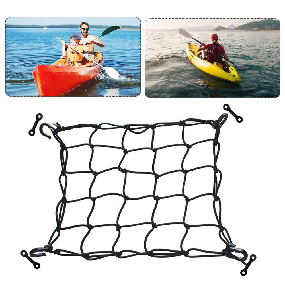 38x38cm Kajak-Decknetz mit Schnallenhaken, Hochbelastbares Nylon-Gepäcknetz, Bungee-Netz, Marine-Zubehör – Detail 1