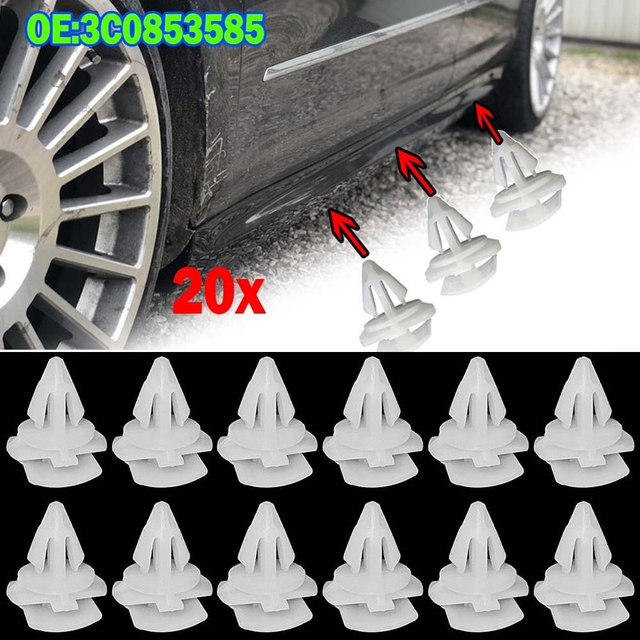 10-Pack Mounting Clips For VW Passat 3B Side Sill / Rocker Panel - White/Blue