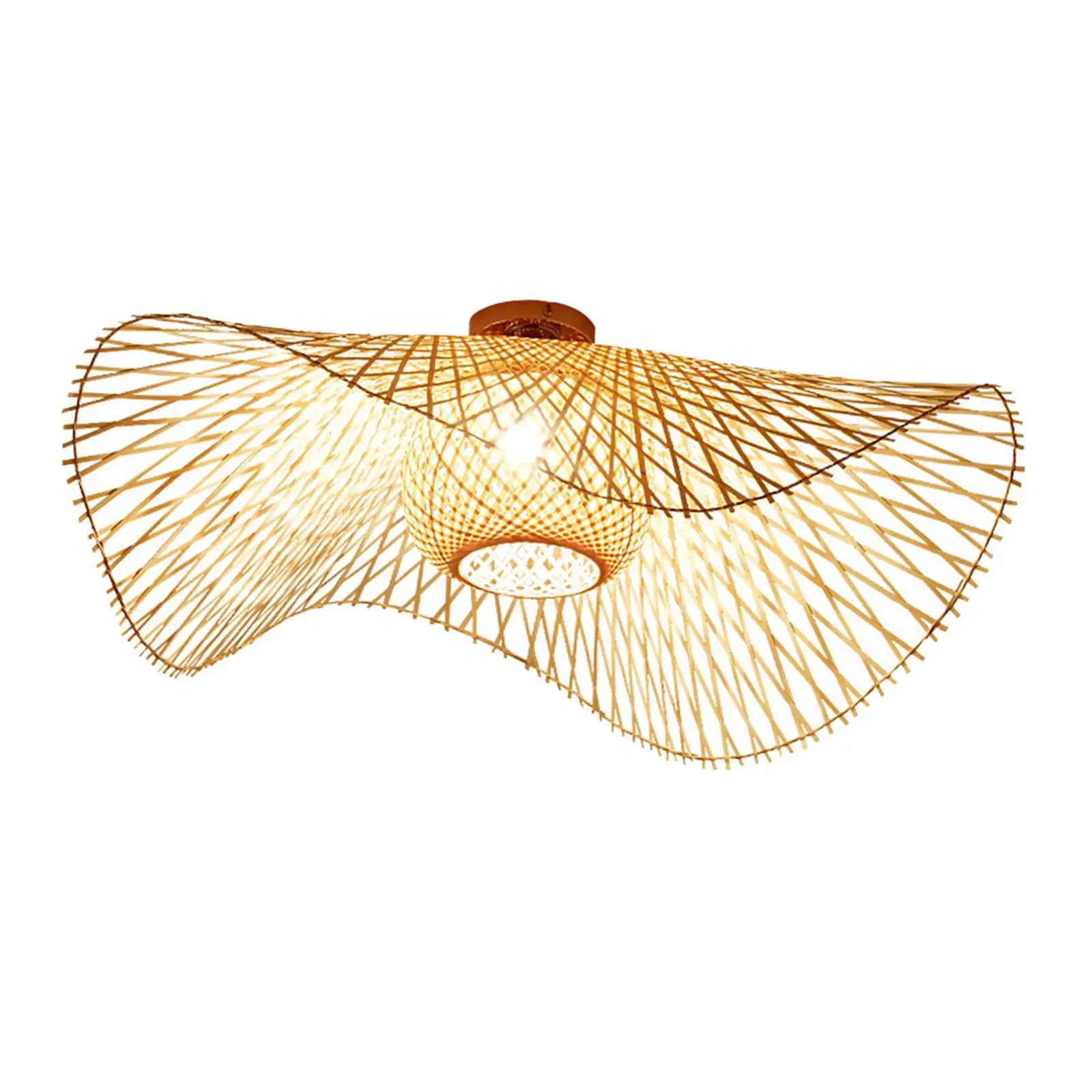 Removable Bamboo Lamp Light Shades Replacement Ceiling Decoration Bohemia Pendant Lampshade for Hotel Office Living Room