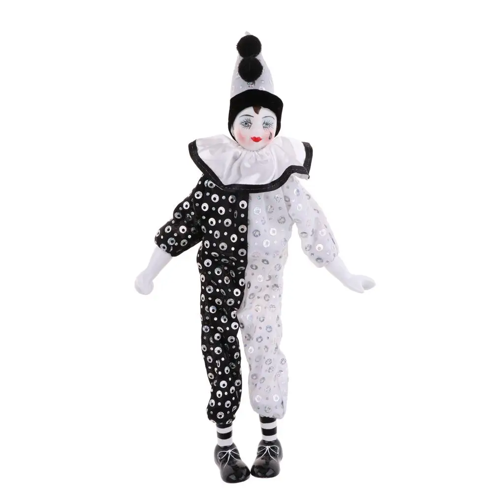 15inch Porcelain Hanging Foot Clown Doll  Desk Display Decoration