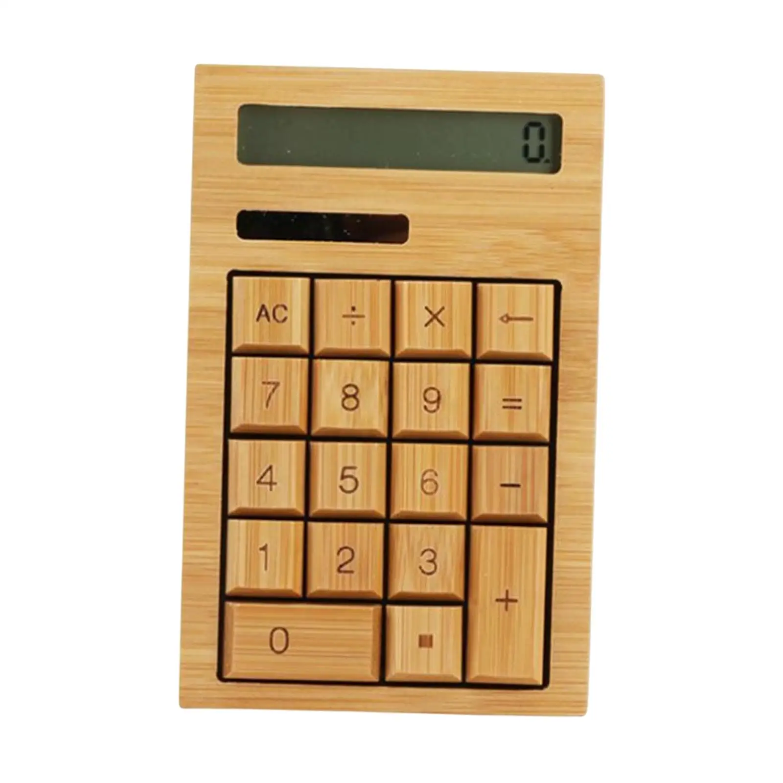 Bamboo Calculator Solar Power Portable 18 Buttons Anti Static 12 digits Desktop Calculator Functional for Business Office Home