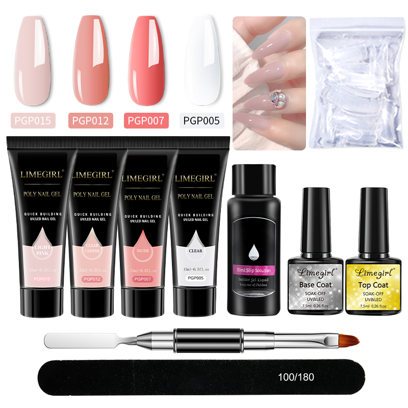 Best of Nail Art Limegirl Kit Poly Nail Gel Extending Soaking Gel Kit Nail Art Acrylic Gel Varnish Kit For Novices Semi Permanent Gel So Reviews & Tips