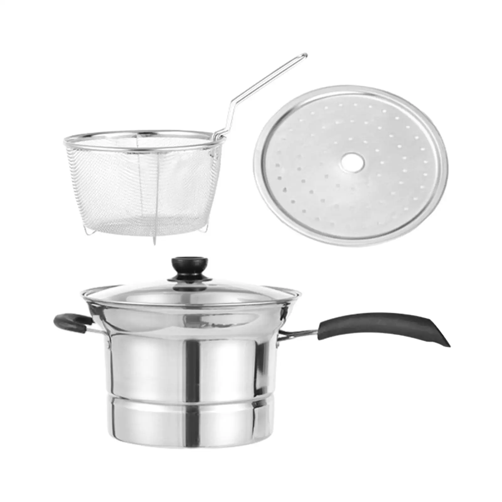 Deep Fryer Pot Soup Pot Steaming Boiling Pot Kitchenware Cooking Tool Cooking Pot for Camping Party Home Restaurant Dining Room