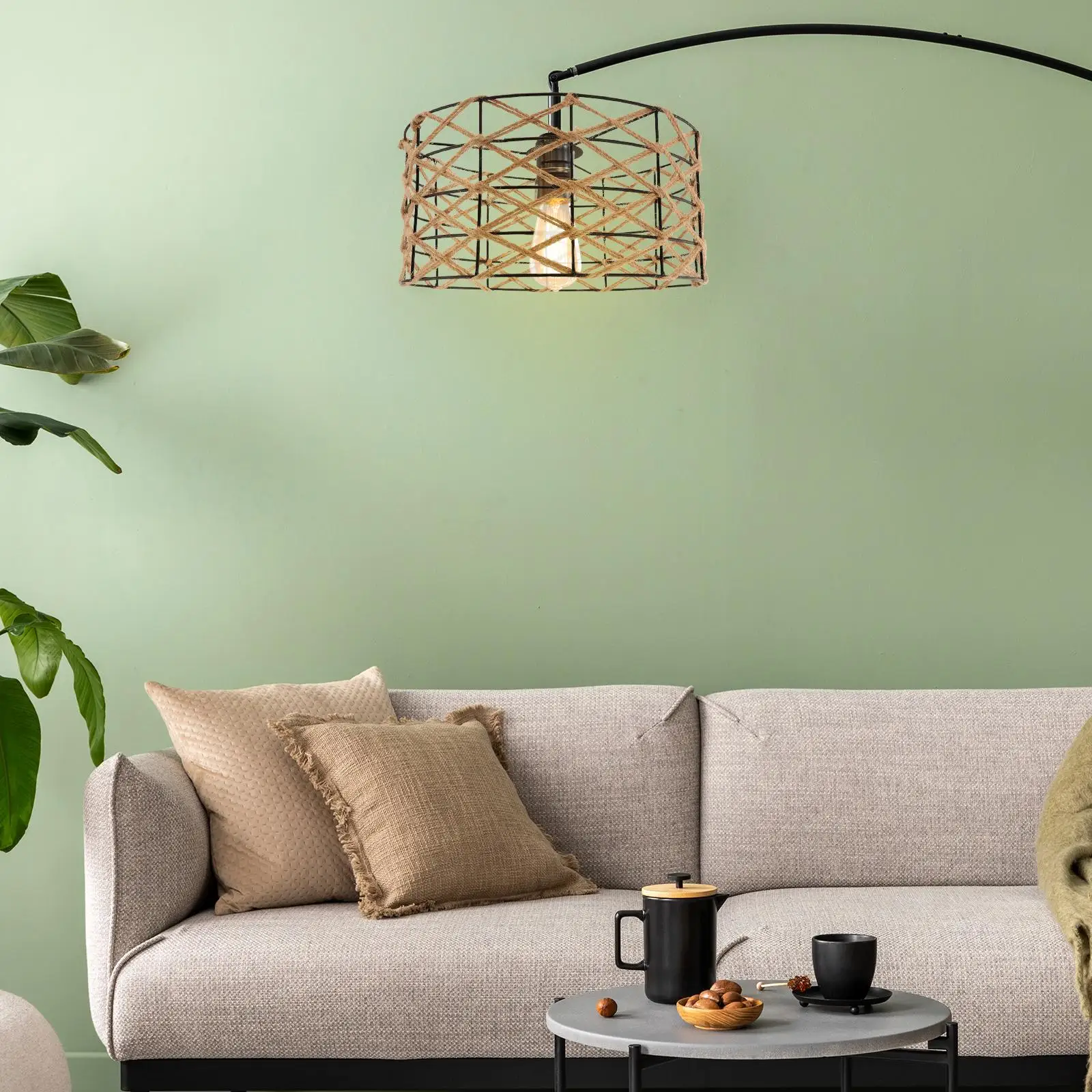Pendant Lamp Shade DIY Lighting Fixtures Pendant Light Cover Weave Rope Lampshade for Hotel Dining Table Cafe Living Room