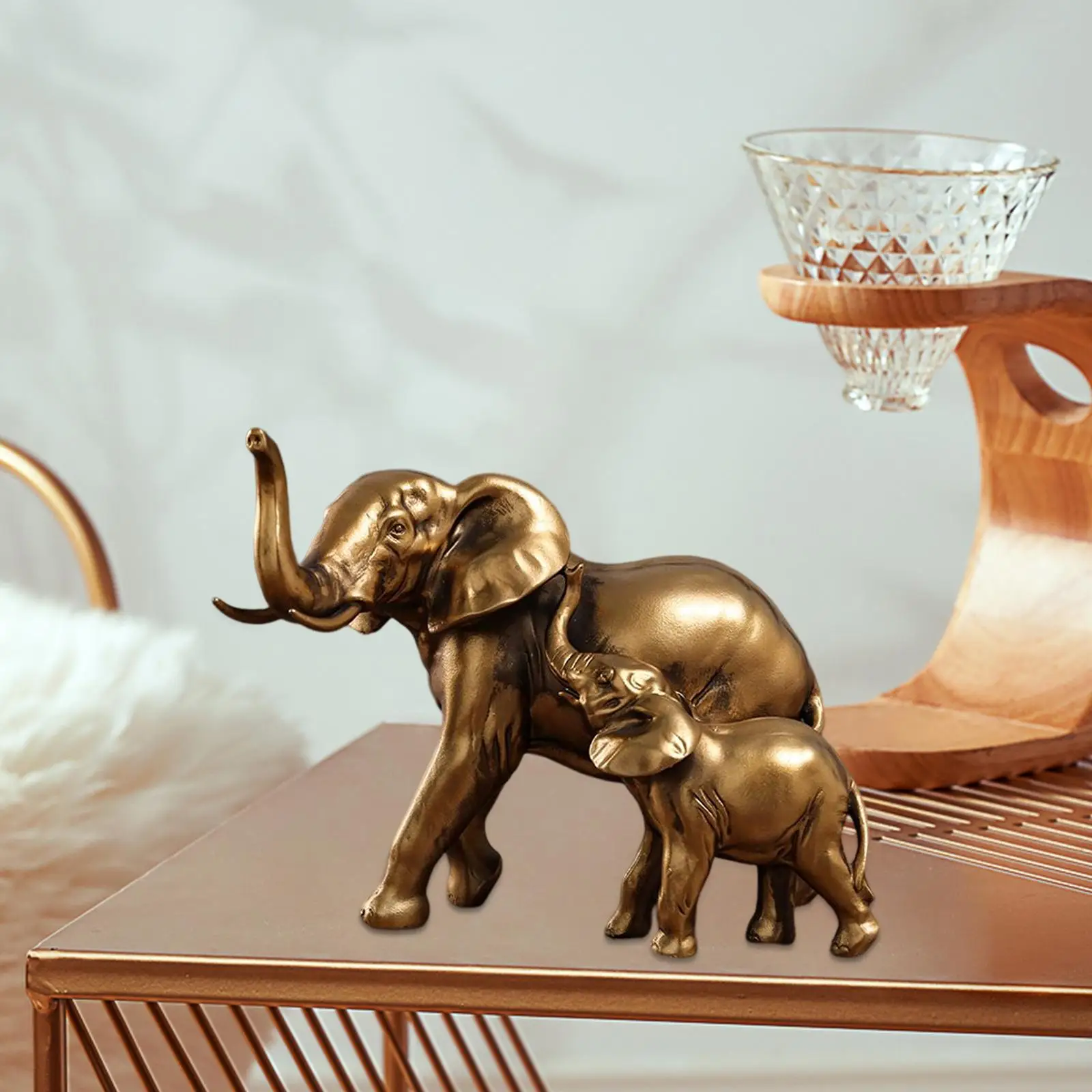 Elephant Statues Sculpture Home Resin Figurines for Entryway Bookshelf Xmas