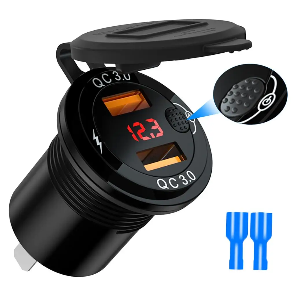 QC 3.0 Dual USB Car Charger Socket Cigarette Lighter Adapter for Car RV