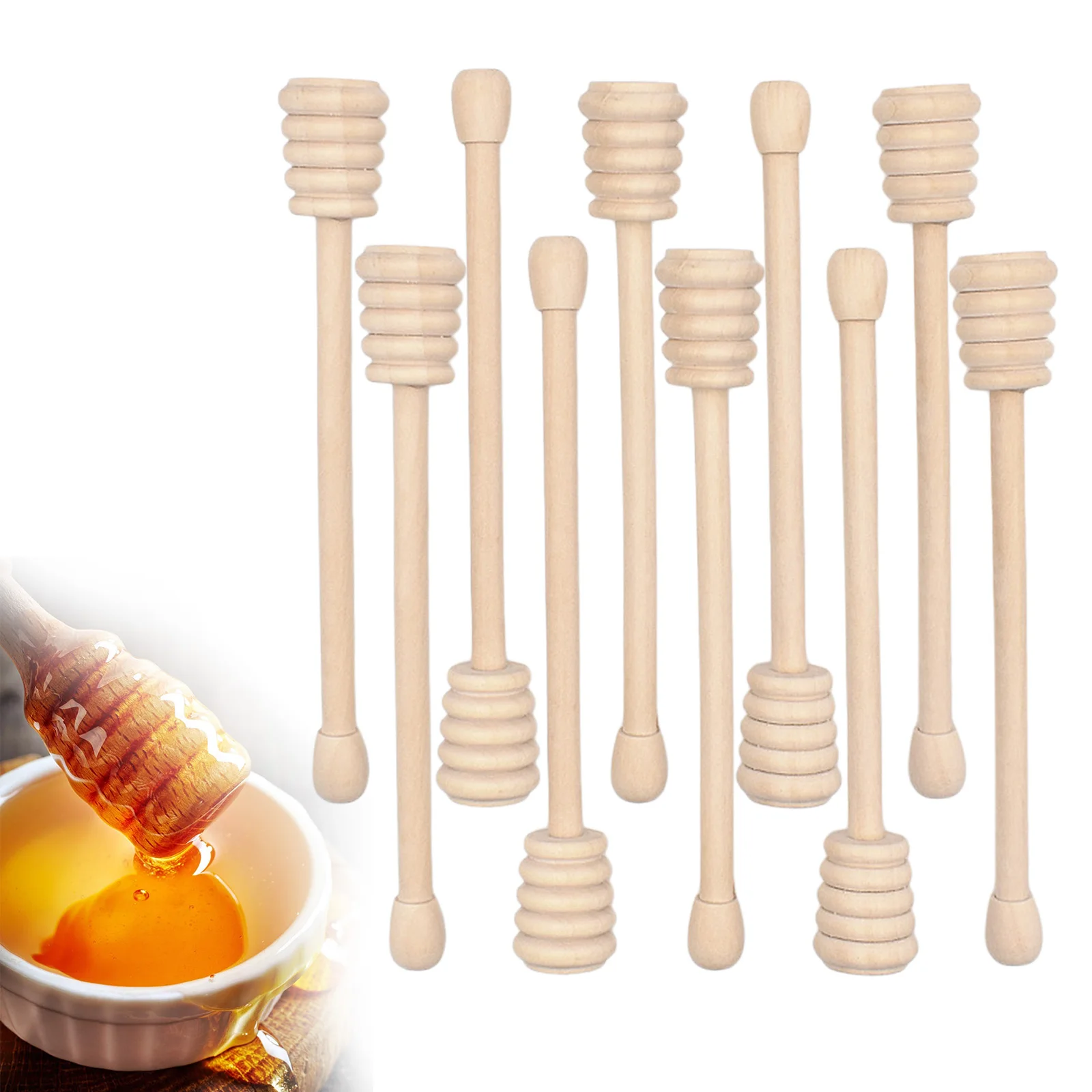 10Pcs Wooden  Sticks  to  Jar Spoon Stirrer Bar for Kitchen Tools   Restaurants Bar Weddings Parties