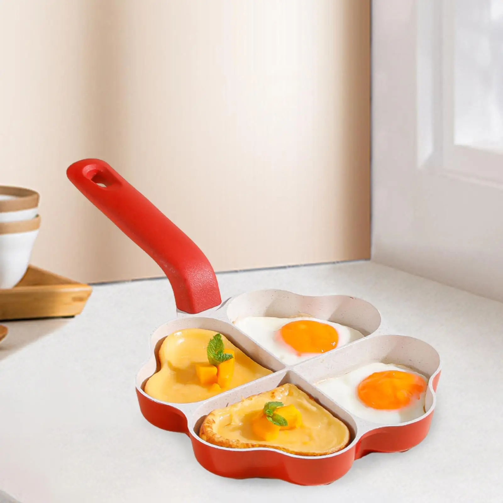 4 Cup Egg Frying Pan Breakfast Maker Omelette Pan for Burger Steak Crepe Pan