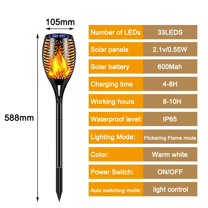 outdoor fence lights Outdoor LED Torch Lights Solar Powered 12/33LEDS Flickering Flame Lights Waterproof For Garden Patio Lawn Decoartion outdoor fence lights