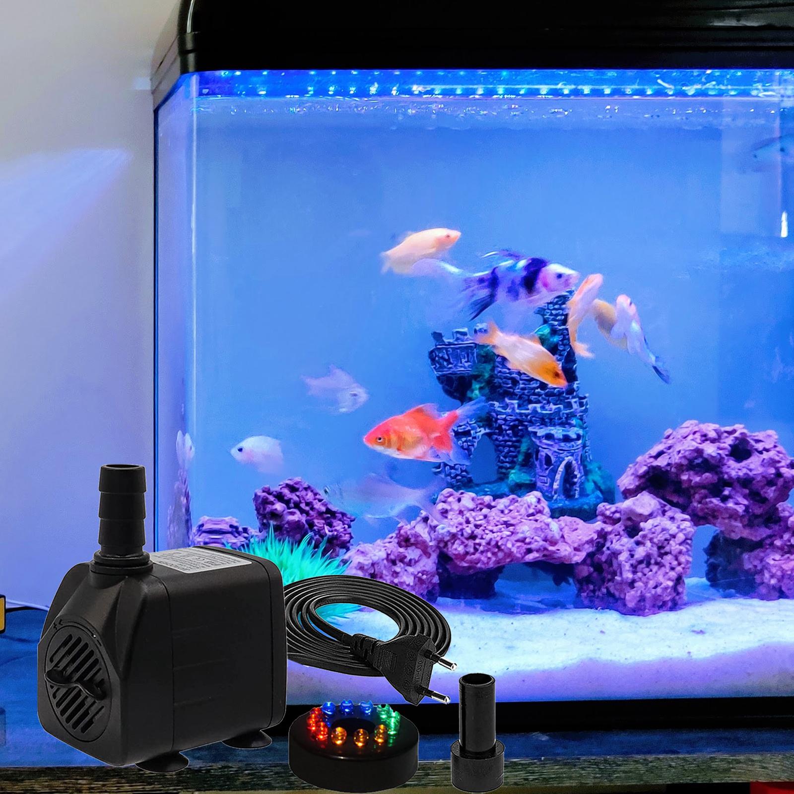 Mini Aquarium Water Pump Adjustable 2 Nozzles 600L/H 10W Quiet Submersible Pump for Fish Tank Waterfall Statuary Garden Pond