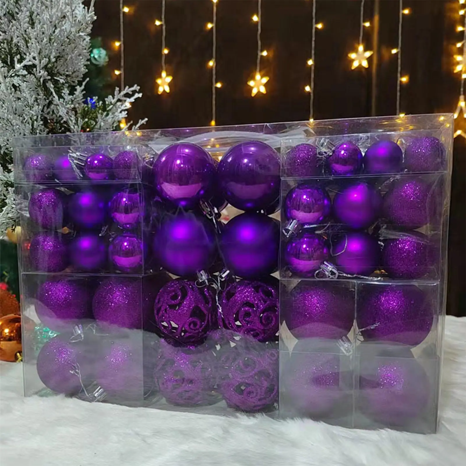 100Pcs Hanging Christmas balls Shatterproof Pendants Xmas Baubles for New Year Festival Ornaments