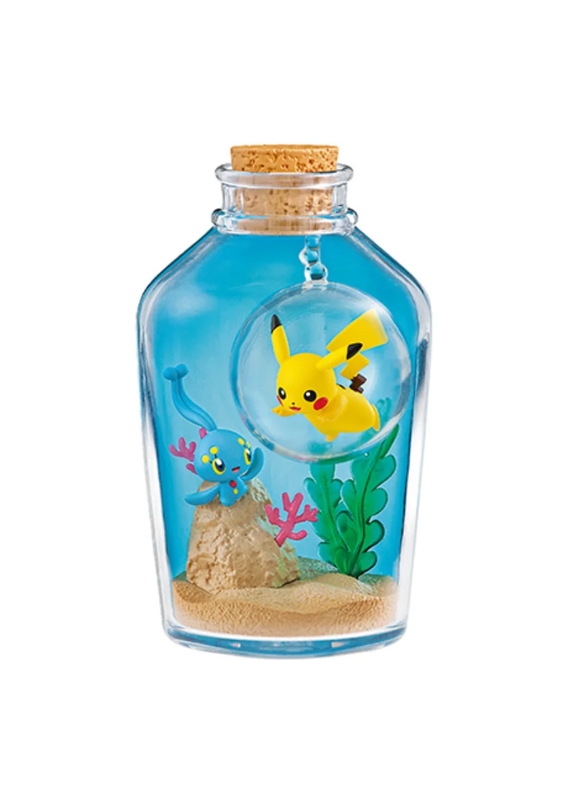 6PCS Genuine Anime Pokemon Drift Bottle Encounter At The Seaside Pikachu Corsola Wailord Milotic Action Figure Model Ornaments