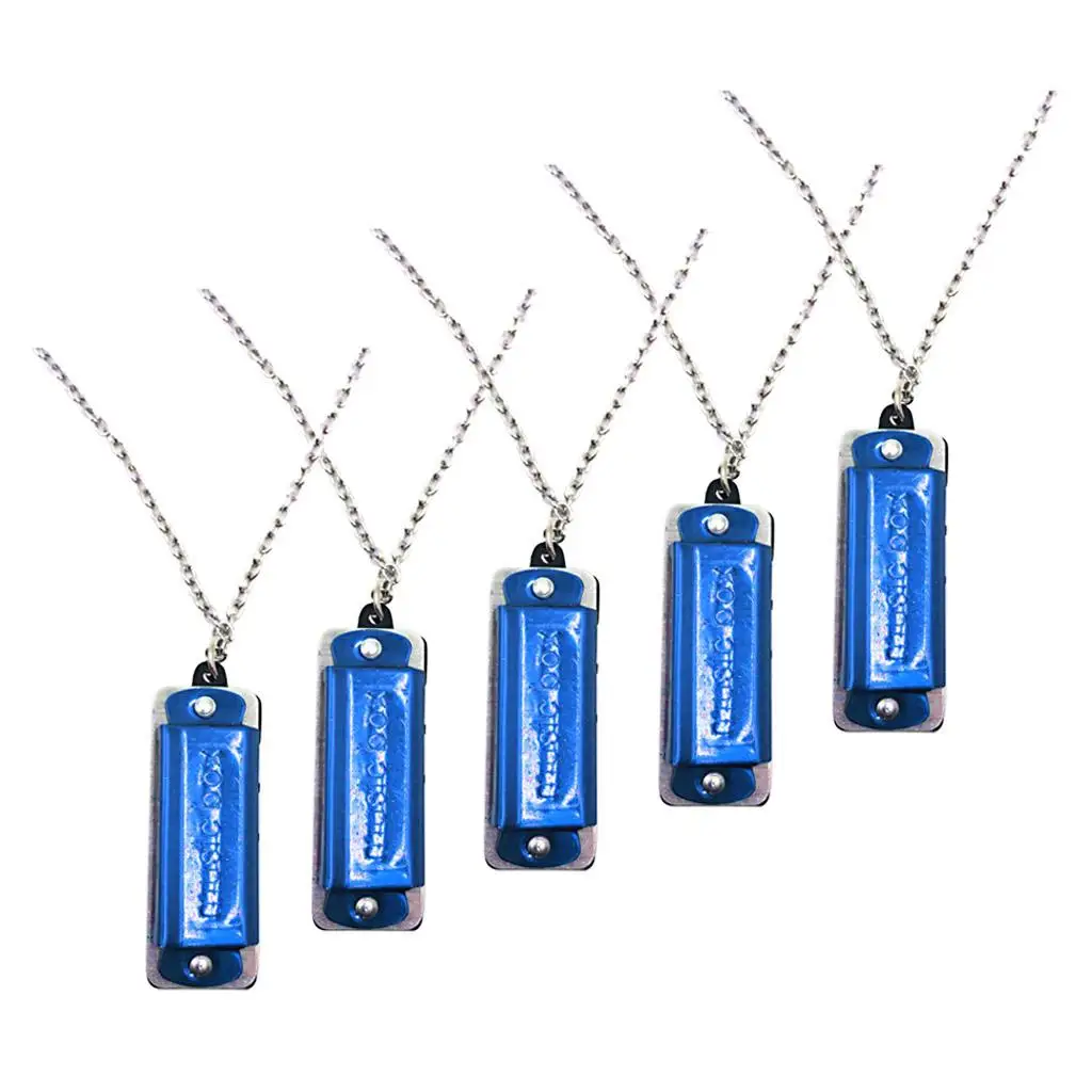 5pcs  Holes 8 Tones Harmonica Pendant Chain Necklace kids children toy Trendy