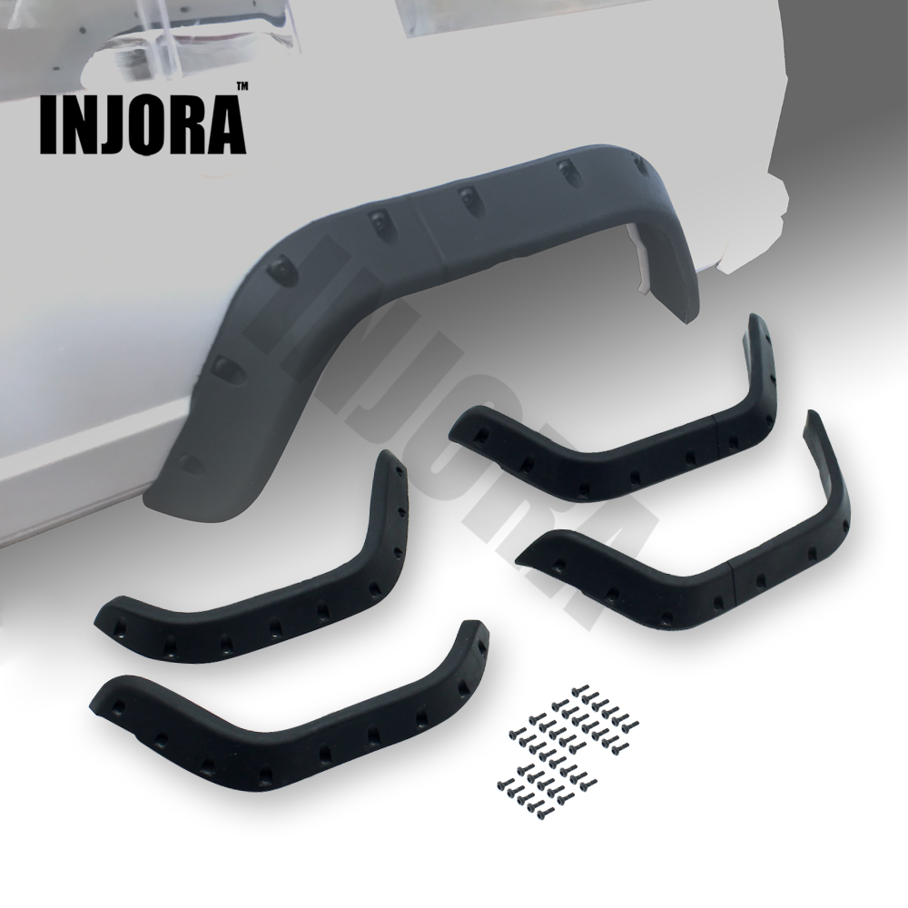 INJORA 1:10 RC Crawler Black Rubber Fender Flares  Axial SCX10 II 90046 90047 Body Car Shell 