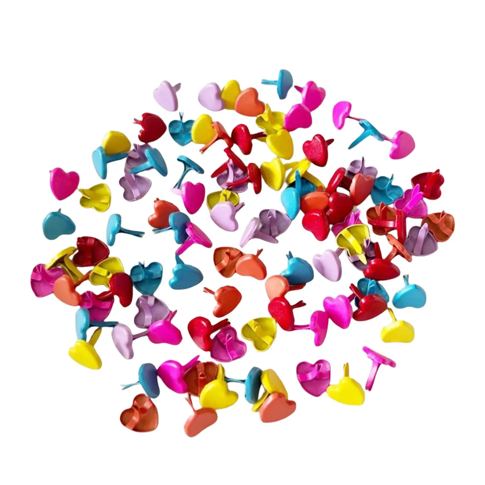200 Pieces Small Metal Heart Brads Paper Fasteners Multicolor for Art Scrapbooking Crafting Wide Application Durable Split Pins