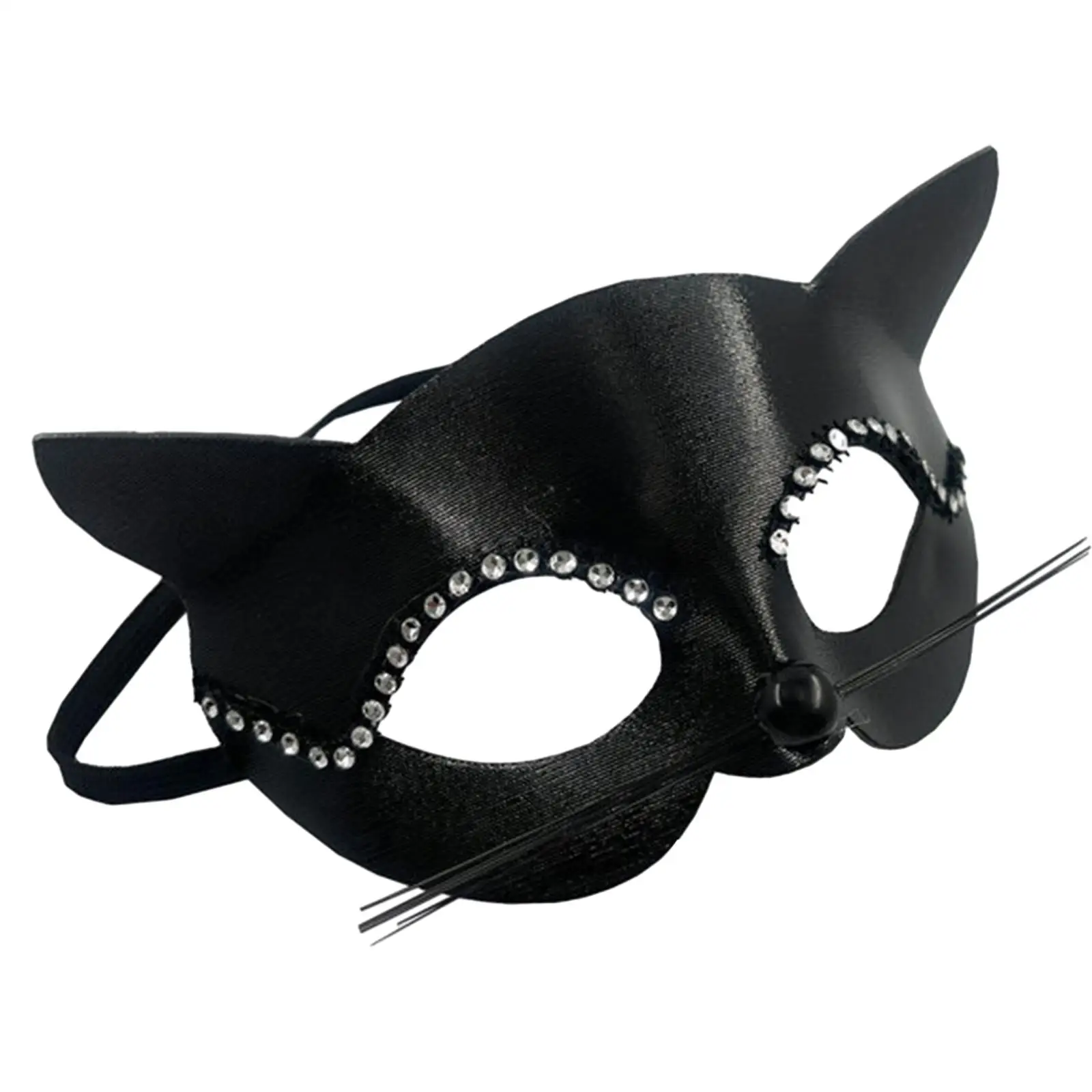 Black Cat Mask with Whiskers Masquerade Mask for Halloween Costume Show