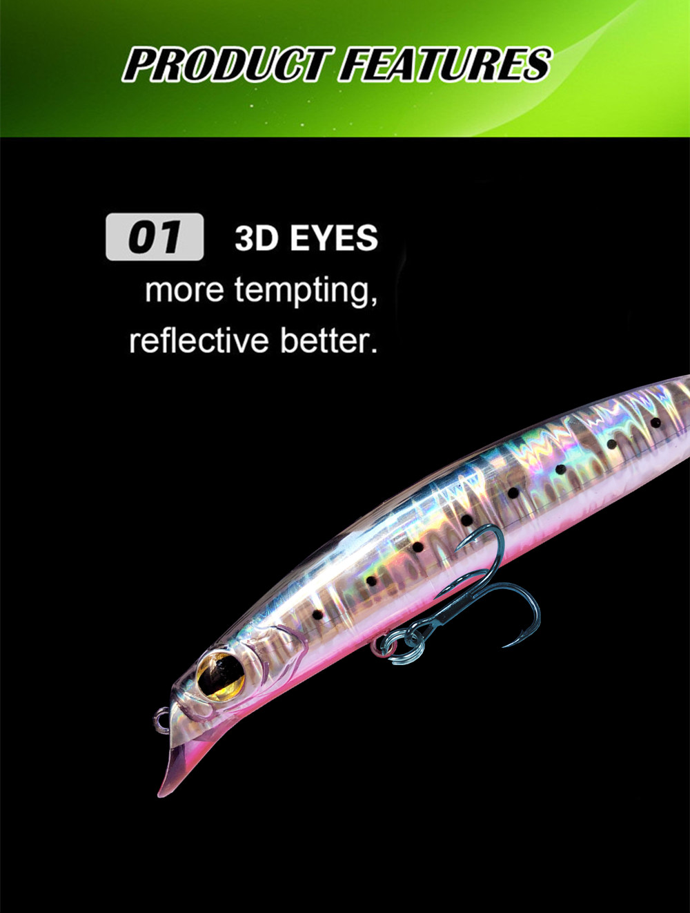 GREENSPIDER NEUE Wobbler 106 mm 18 g schwimmender harter Köder Minnow Kurbel Angelköder Wolfsbarsch Frisches Salzwasser – Detail 4