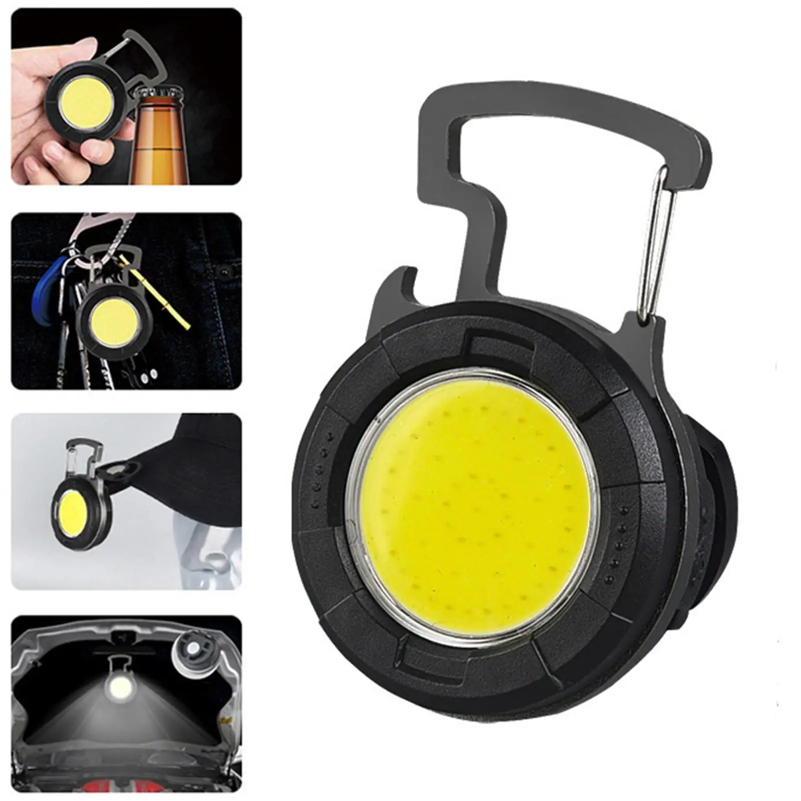 Mini LED Flashlight Keychain Rechargeable Bottle Opener COB Magnetic Lamp Lightweight LED Bright Folded for Night Running Gift