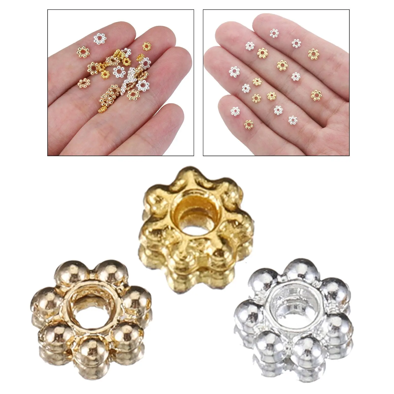 200Pcs Daisy Spacer Beads Set DIY Decor Flower Beads Floral Loose Beads for Jewelry Making Bracelet Rings Earring Pendants