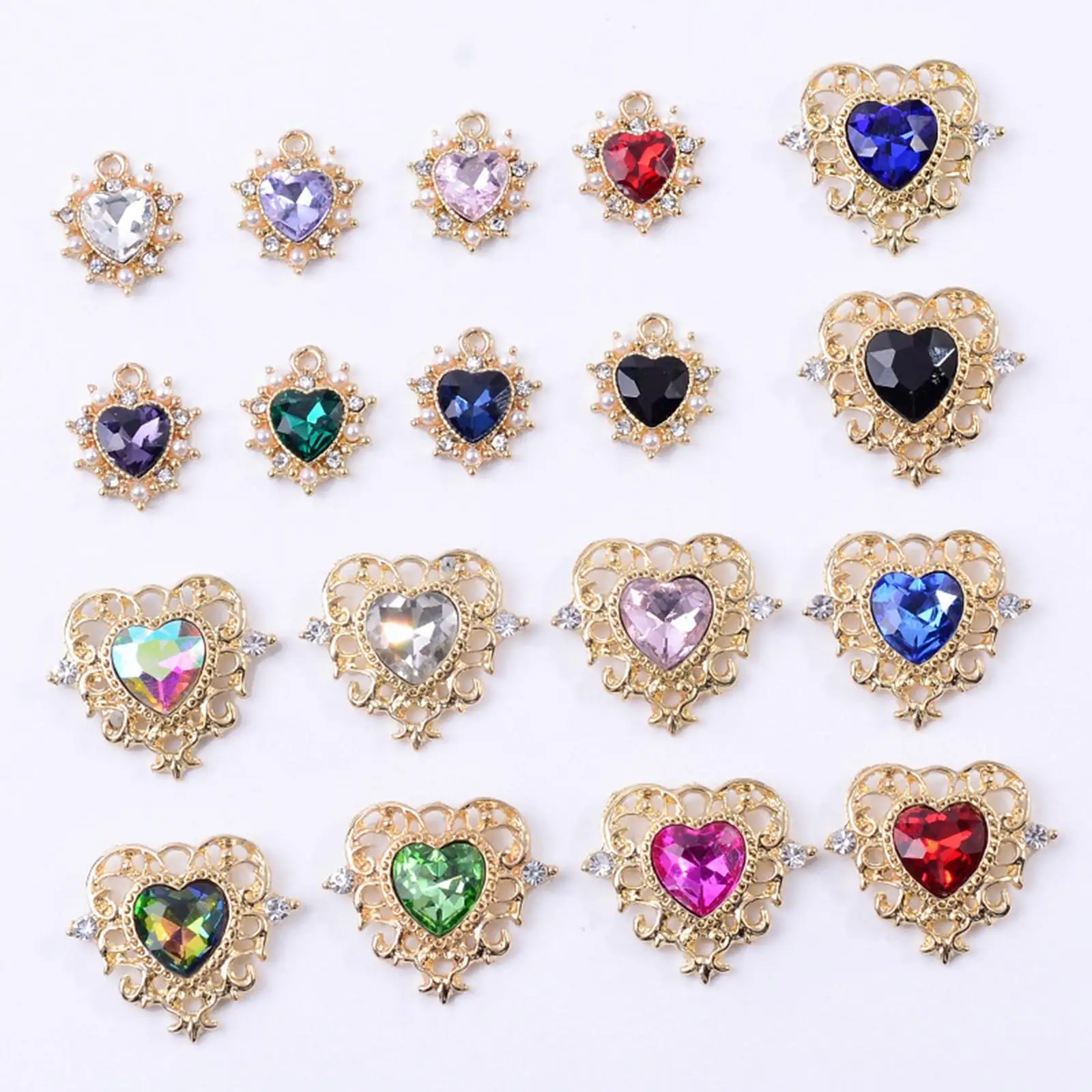18Pcs Alloy Heart Pendants Mixed Craft Charms DIY for Bracelet Earring Necklace Jewelry Making Keychain Charms