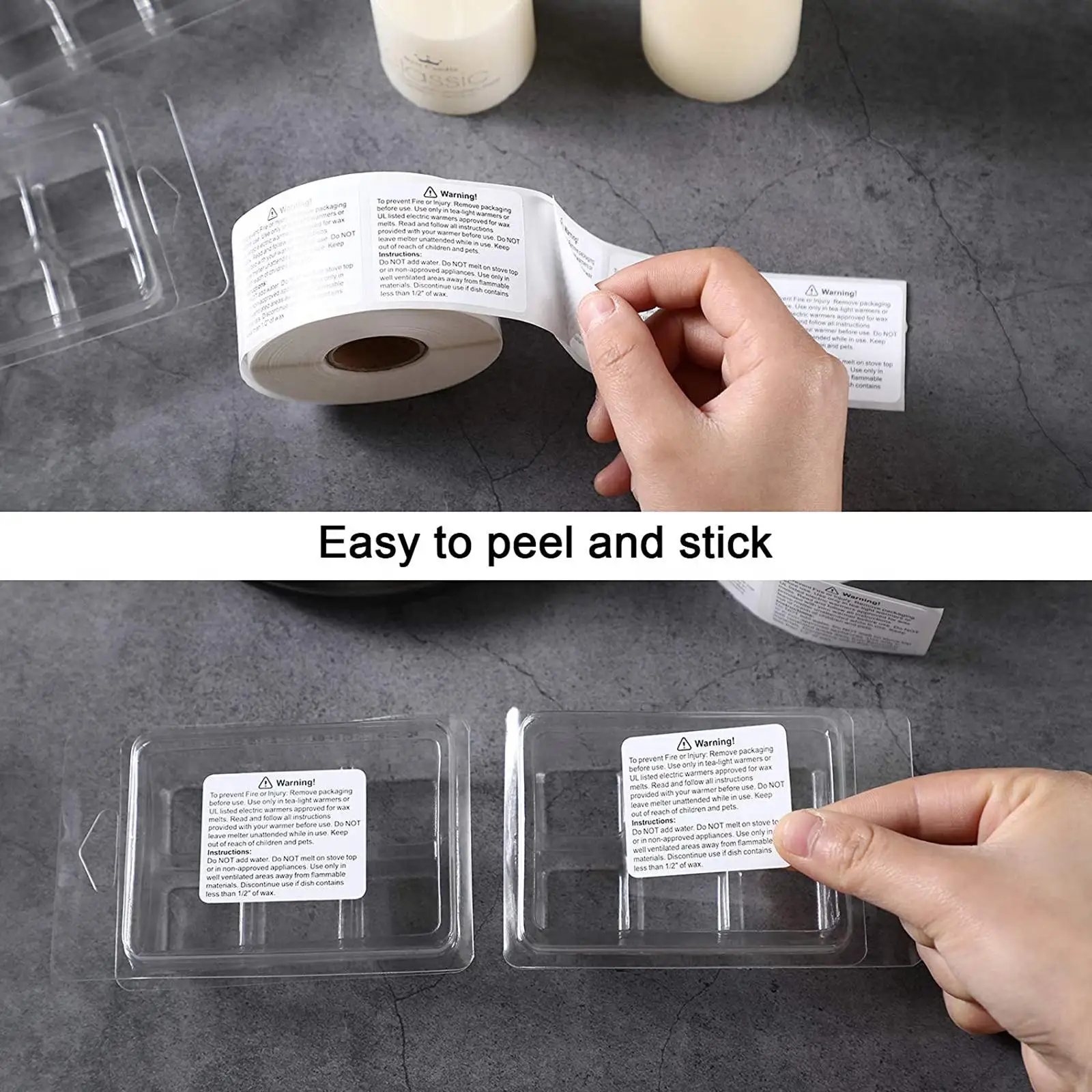 600pcs/roll Waterproof Candle Jar Warning Labels Melting Safety Stickers Decals for Candle Making