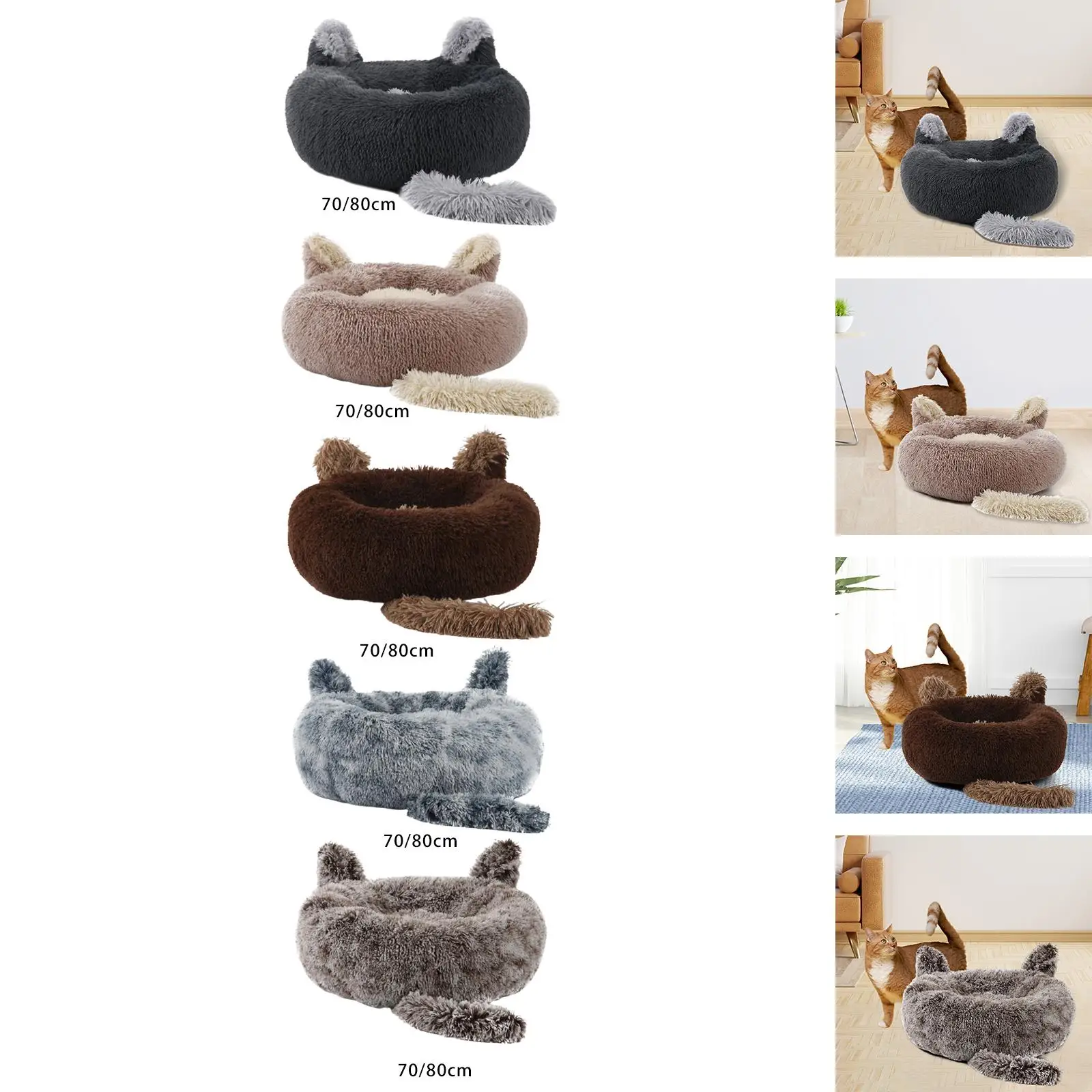 Round Pet Blanket Dog Bed Anti Slip Bottom Nest Washable Soft Comfortable Hut Cat Warm House for Kitty Rest Playing Kitten Puppy