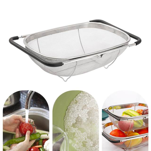 Over the Sink Colander Strainer Basket Stainless Steel, For Kitchen Si –  Shopieclipse