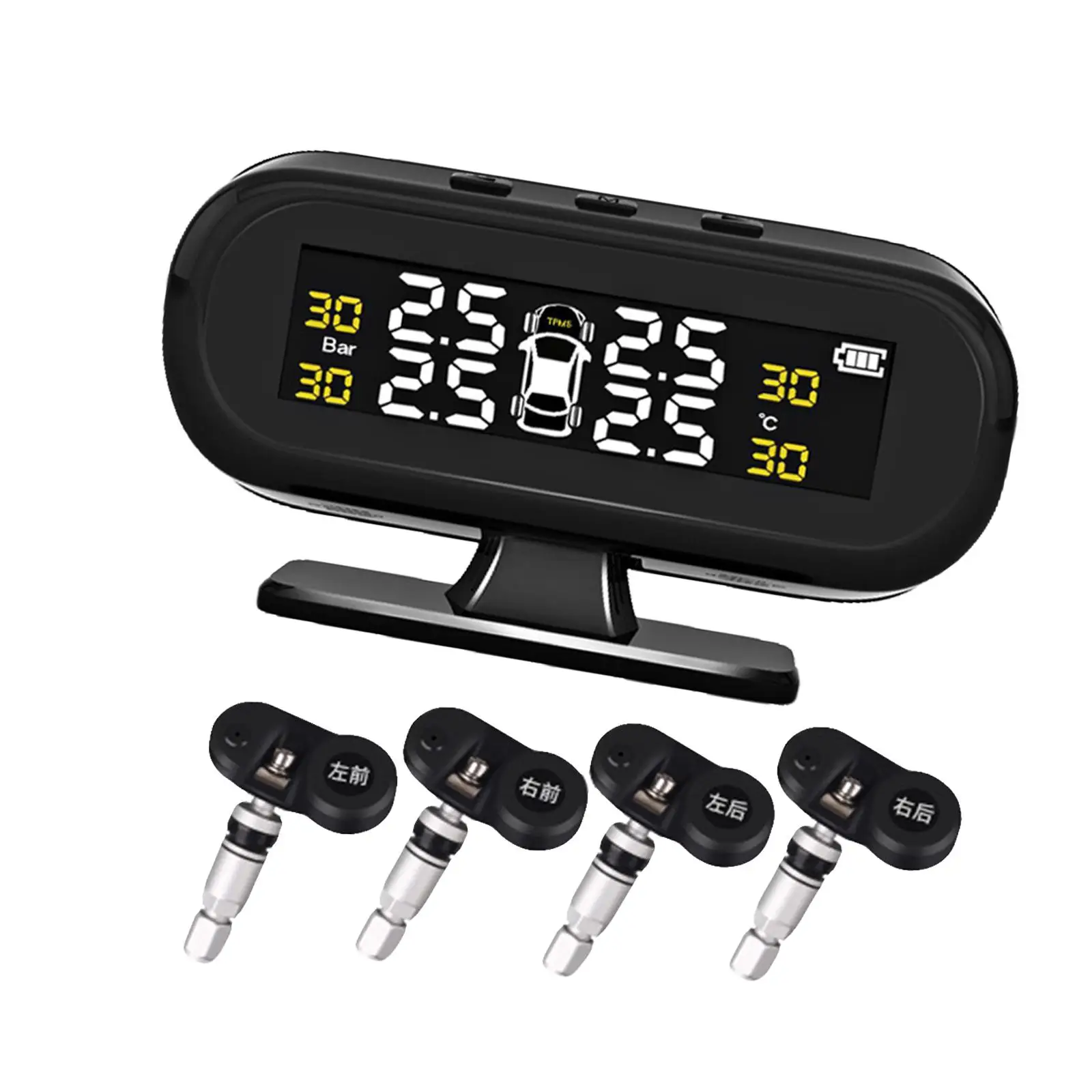 Mini TPMS Tire Pressure Monitoring System Solar Power USB Auto Safe Driving