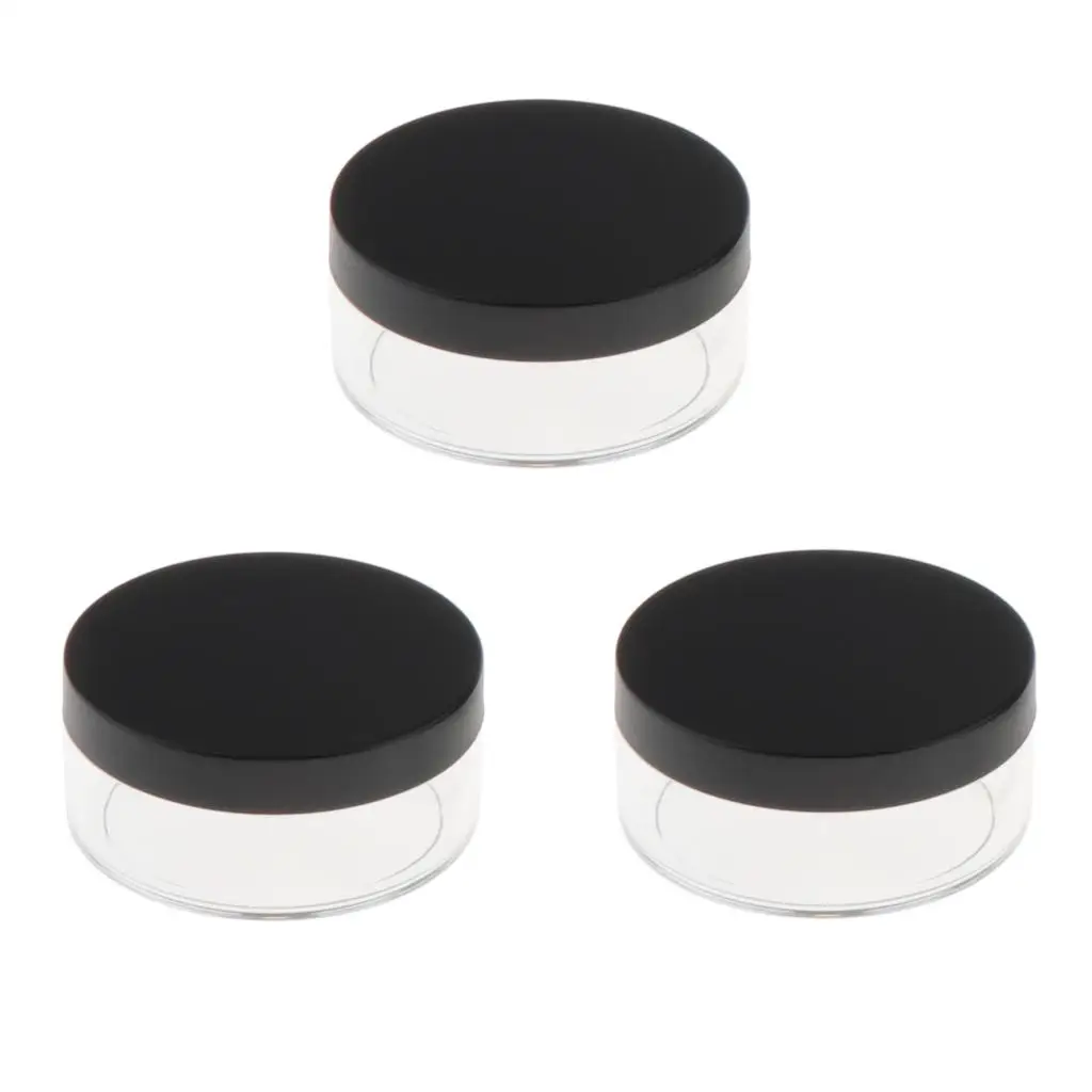 3x Empty Loose Powder Container Compact Powder Puff Case Blusher Makeup Jars