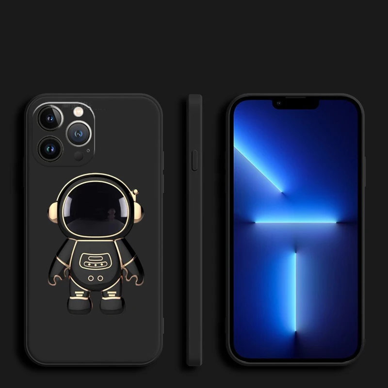 iphone xr case with card holder Astronaut Bracket Silicone Phone Holder Case For iphone 13 12 11 Pro XS Max Mini XR X 8 7 6 6S Plus SE 2020 Soft Back Cover iphone xr case with card holder