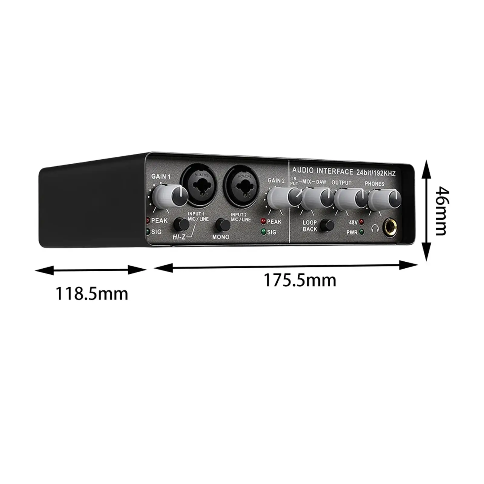 Portable USB Audio Interface Direct Monitoring High Fidelity 192KHz Audio Interface for Guitarist Podcasting Podcaster Gaming