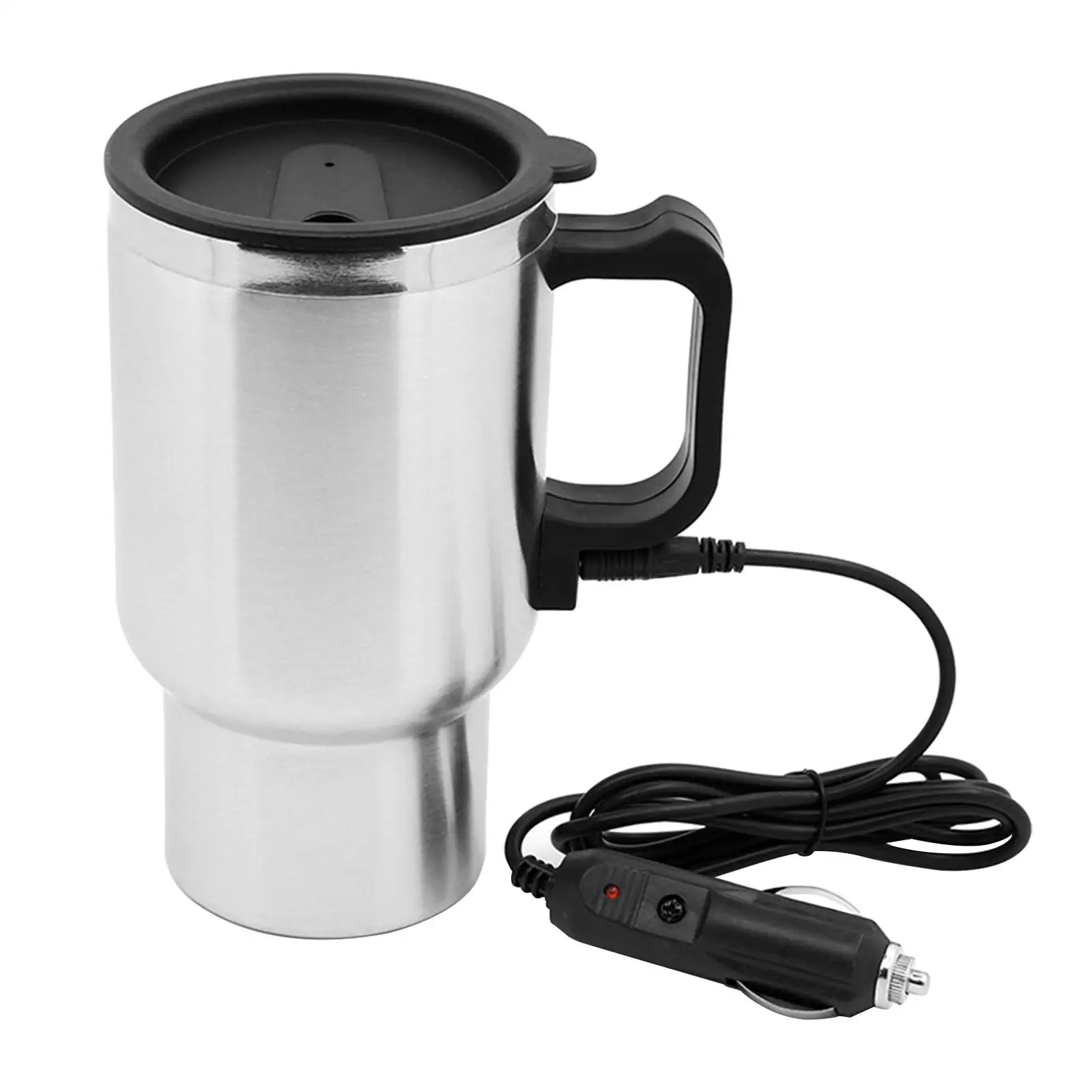 12V Car Heating Cup Stainless Steel Coffee Cup Insulated Heated Mug,500ml Car Kettle for Heating Water, Coffee, Milk, Tea